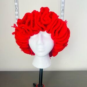 Vibrant Red Crochet Wig